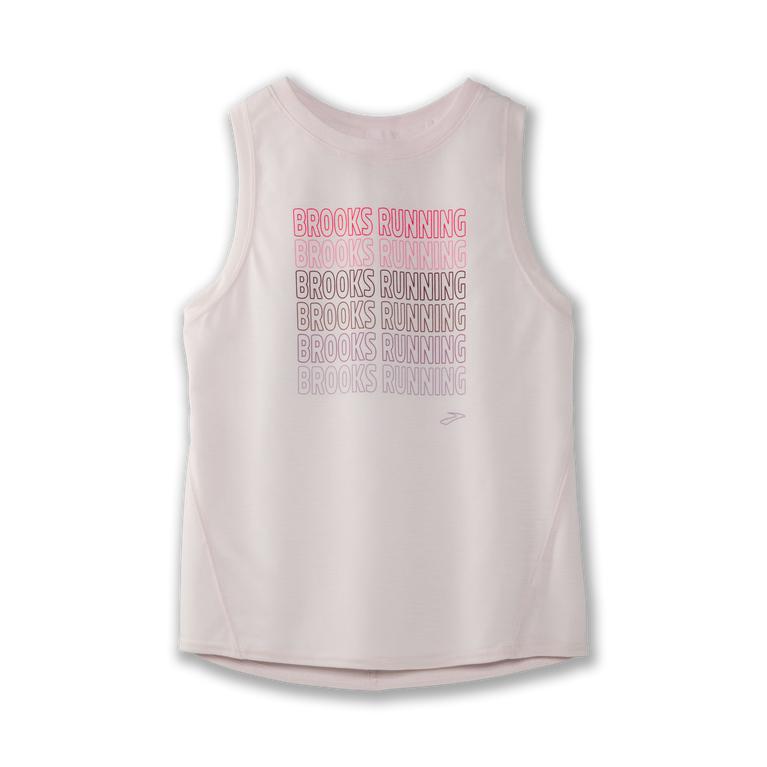 Brooks Distance Graphic Running Tank Top - Women's - Rosewater/Running (25081-AUPE)